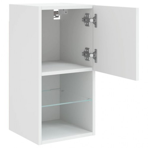 Væghængte tv-borde med LED-lys - 2 stk., 30,5 × 30 × 60 cm, hvid