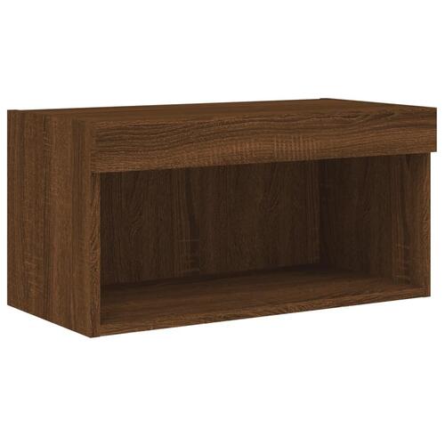 Tv-bord 60x30x30 cm med LED-lys brun egetræsfarve