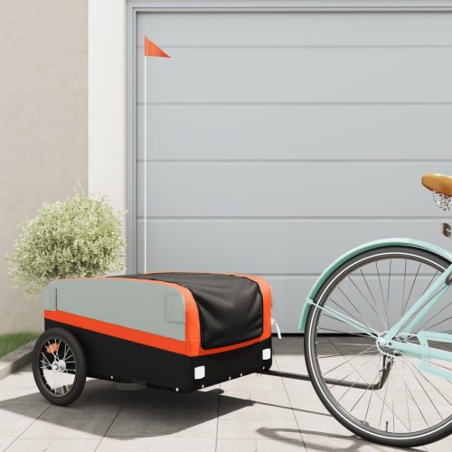 Cykelanhænger 45 kg - jern, sort/orange