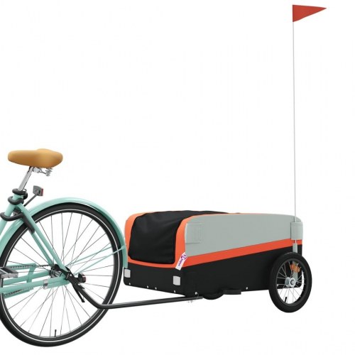 Cykelanhænger 45 kg - jern, sort/orange