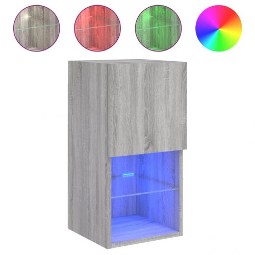 Tv-borde 2 stk. med LED-lys - 30,5 × 30 × 60 cm, grå sonoma-eg
