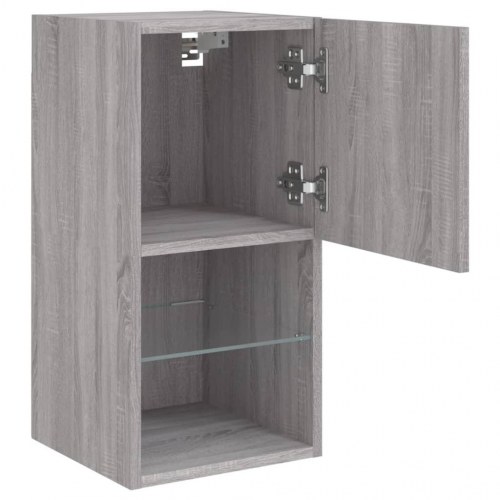 Tv-borde 2 stk. med LED-lys - 30,5 × 30 × 60 cm, grå sonoma-eg