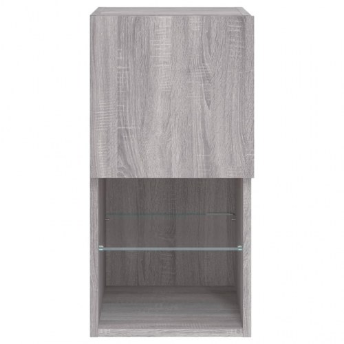 Tv-borde 2 stk. med LED-lys - 30,5 × 30 × 60 cm, grå sonoma-eg
