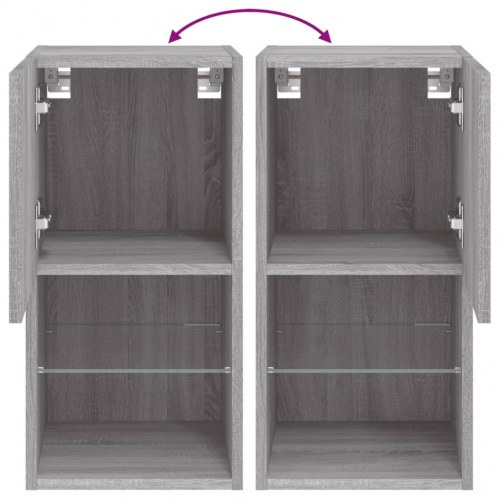 Tv-borde 2 stk. med LED-lys - 30,5 × 30 × 60 cm, grå sonoma-eg