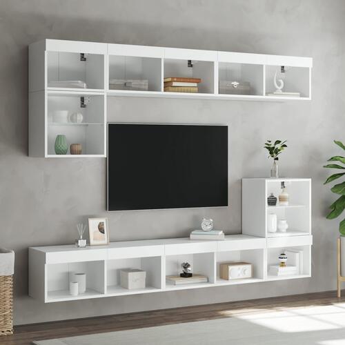 Tv-bord med LED-lys 80x30x30 cm hvid