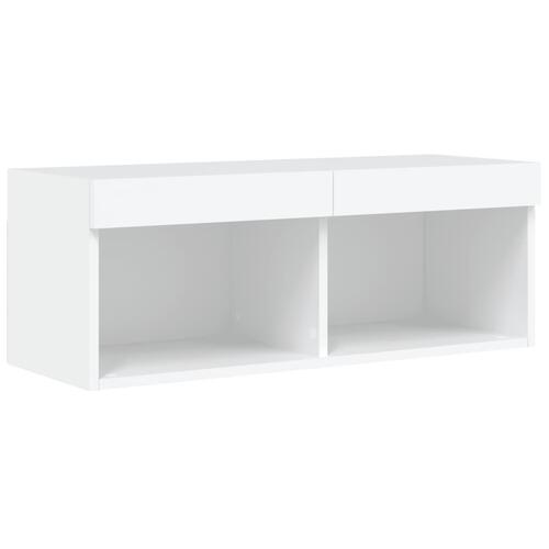 Tv-bord med LED-lys 80x30x30 cm hvid