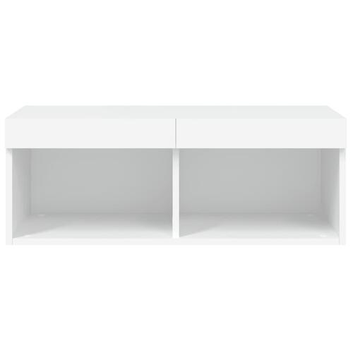 Tv-bord med LED-lys 80x30x30 cm hvid
