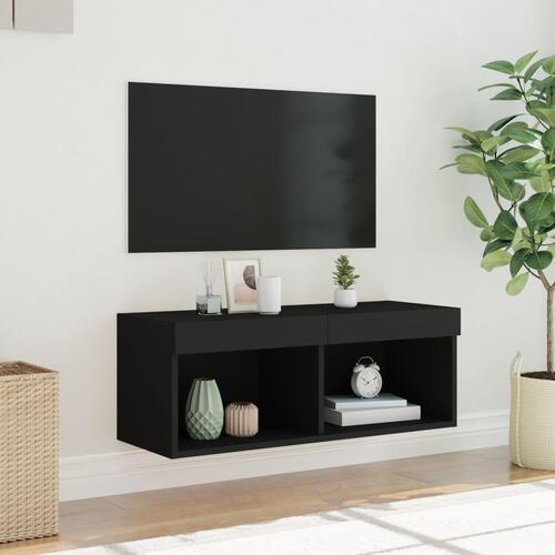 Tv-bord med LED-lys 80x30x30 cm sort