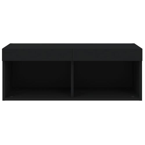Tv-bord med LED-lys 80x30x30 cm sort