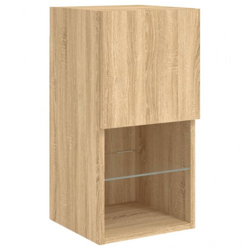 Tv-borde med LED-lys - 2 stk., 30,5 × 30 × 60 cm, sonoma-eg