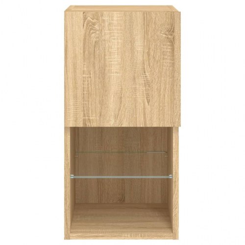 Tv-borde med LED-lys - 2 stk., 30,5 × 30 × 60 cm, sonoma-eg