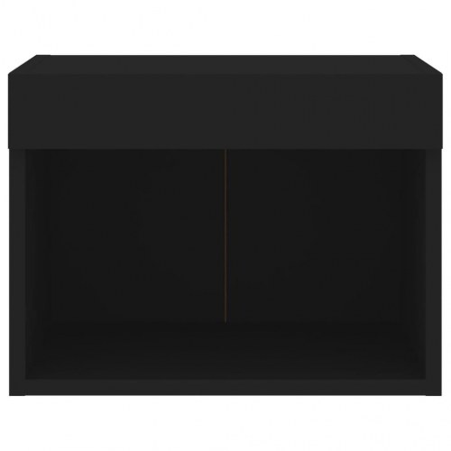 Væghængte sengeborde med LED-lys - sort, 2 stk.