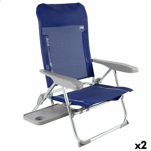 Strandstol Aktive Slim Foldbar Marineblå 47 x 89 x 57 cm (2 enheder)