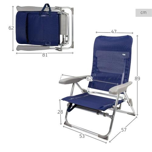 Strandstol Aktive Slim Foldbar Marineblå 47 x 89 x 57 cm (2 enheder)