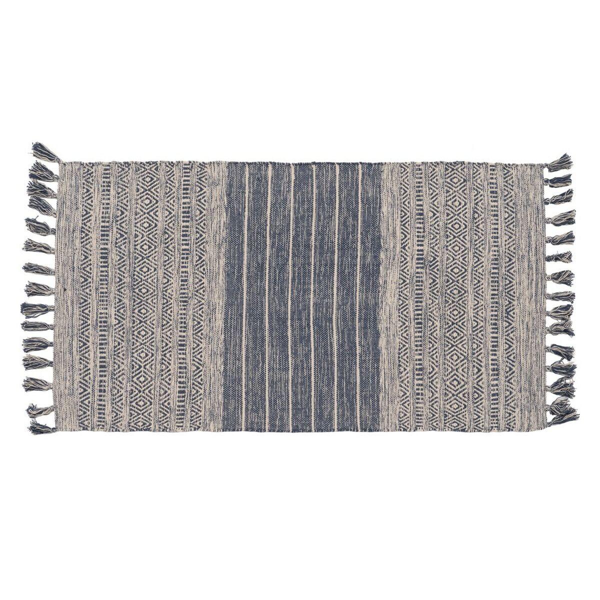 Tæppe Blå Hvid 70 Bomuld 30 Polyester 80 X 150 Cm