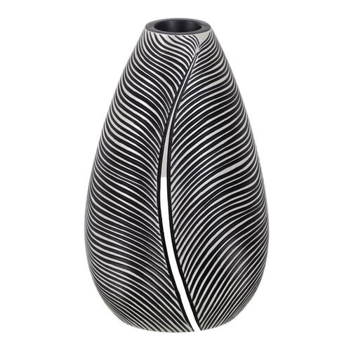 Vase Hvid Sort Polyesterharpisk 19 x 19 x 30 cm