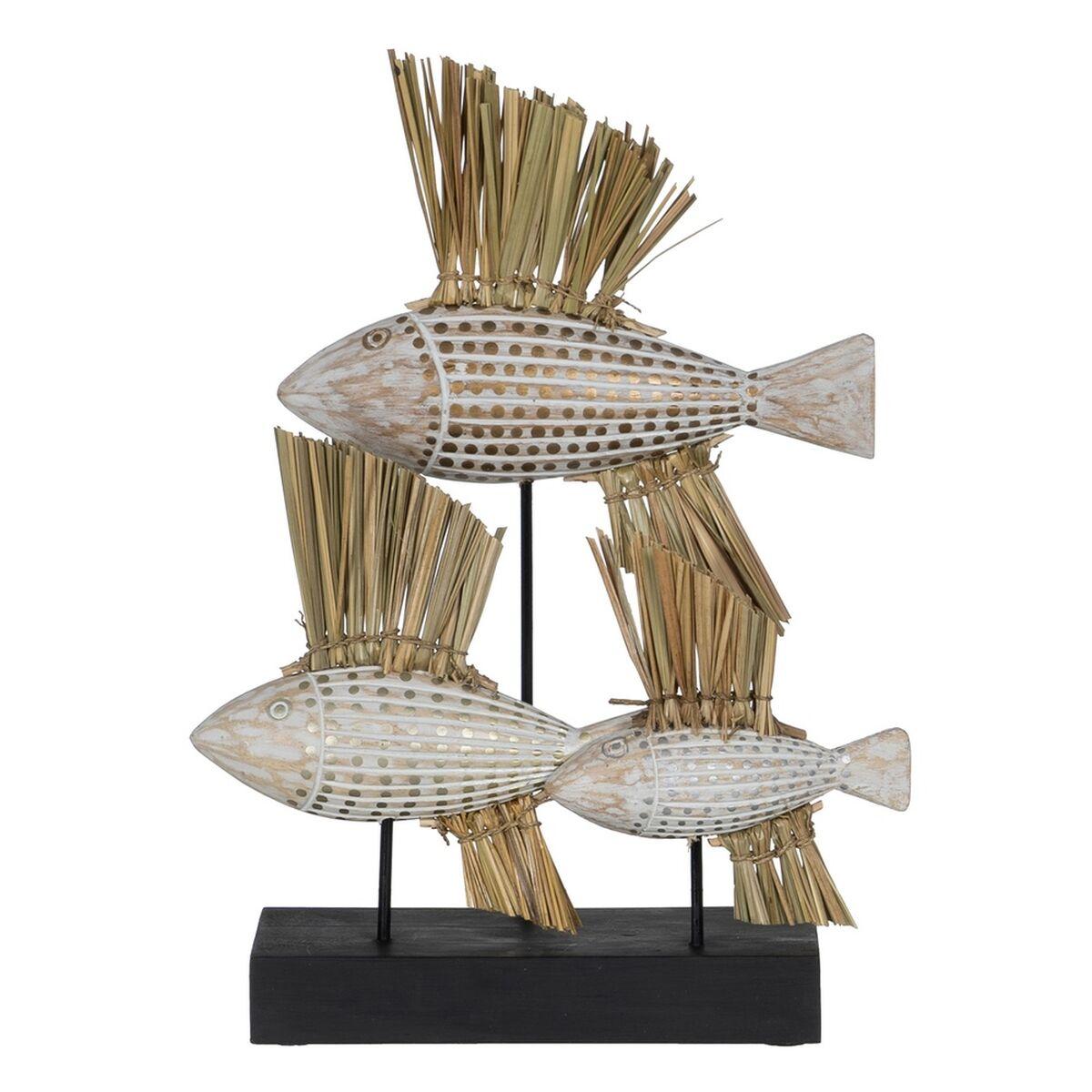 Dekorativ figur Hvid Brun Natur Fisk 30 x 10 x 40 cm