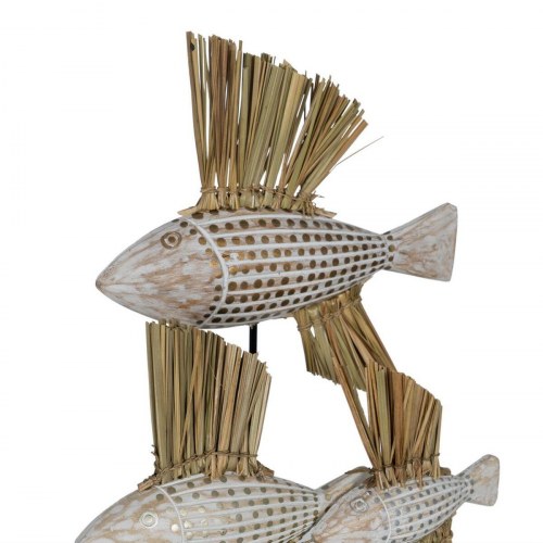 Dekorativ figur Hvid Brun Natur Fisk 30 x 10 x 40 cm