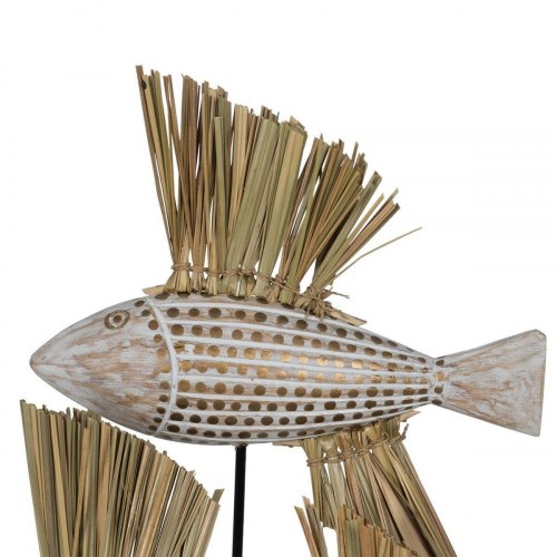 Dekorativ figur Hvid Brun Natur Fisk 30 x 10 x 40 cm