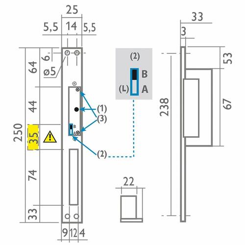 Extel Elektrisk lås WECA 90301.4 - aluminium, 12 V AC/DC
