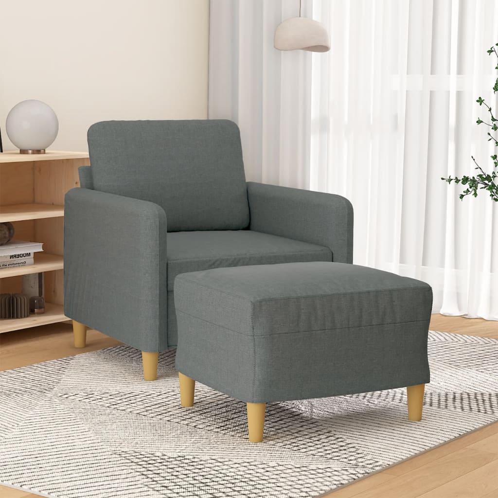 Sofastol Med Fodskammel 60 Cm Stof - Mørkegrå