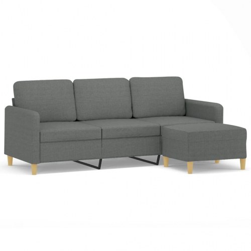 3-personers sofa med fodskammel 198 cm - stof, mørkegrå