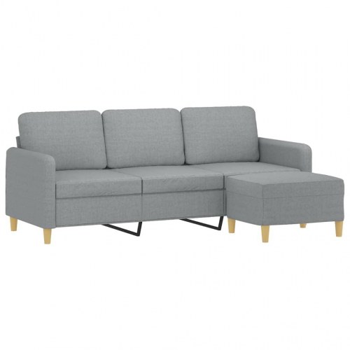 3-personers sofa med fodskammel - 180 cm, stof, lysegrå