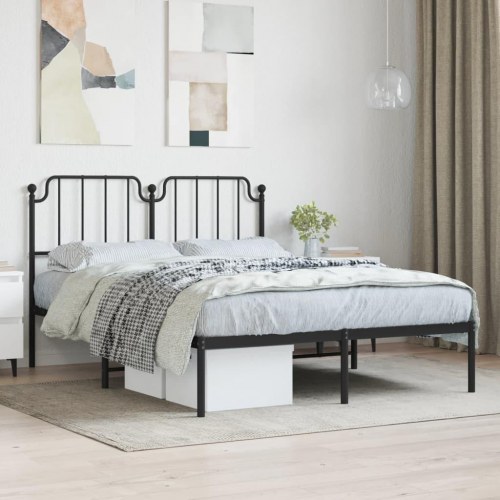 Sengeramme med sengegavl 140×190 cm - metal, sort
