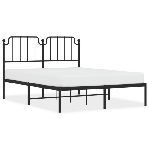 Sengeramme med sengegavl 140×190 cm - metal, sort