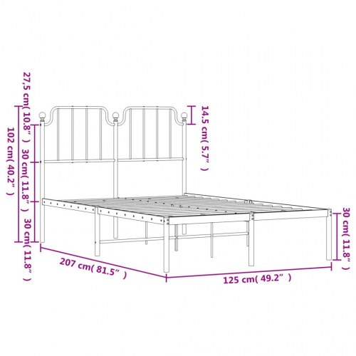 Sengeramme med sengegavl 120×200 cm - metal, sort