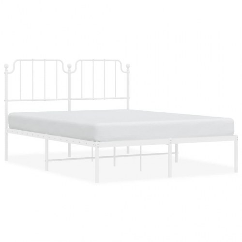 Sengeramme med sengegavl 135×190 cm - metal, hvid