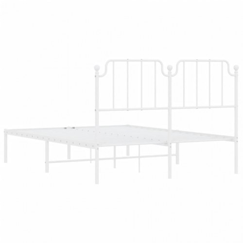 Sengeramme med sengegavl 135×190 cm - metal, hvid