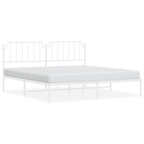 Sengeramme med sengegavl i metal - 193 x 203 cm, hvid
