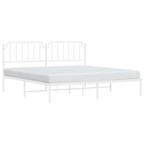 Sengeramme med sengegavl i metal - 193 x 203 cm, hvid