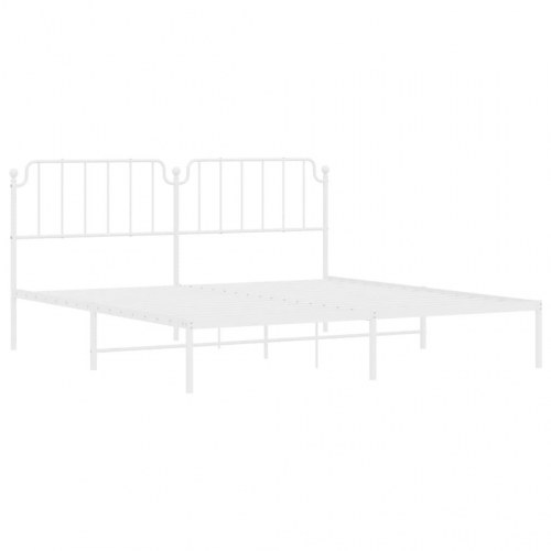 Sengeramme med sengegavl i metal - 193 x 203 cm, hvid