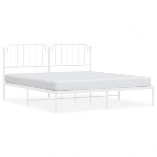 Sengeramme med sengegavl 180x200 cm metal hvid