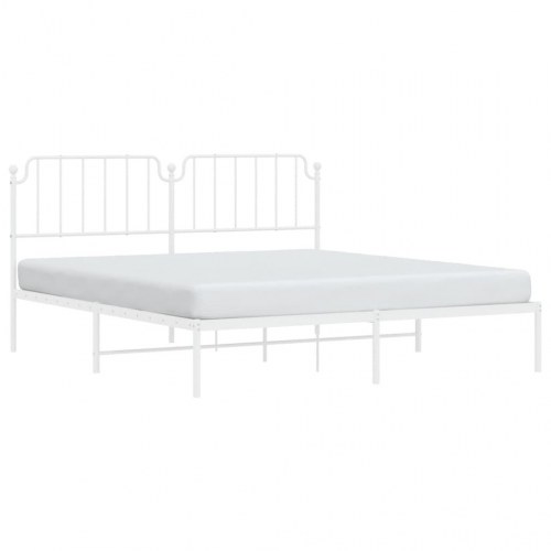 Sengeramme med sengegavl 180x200 cm metal hvid