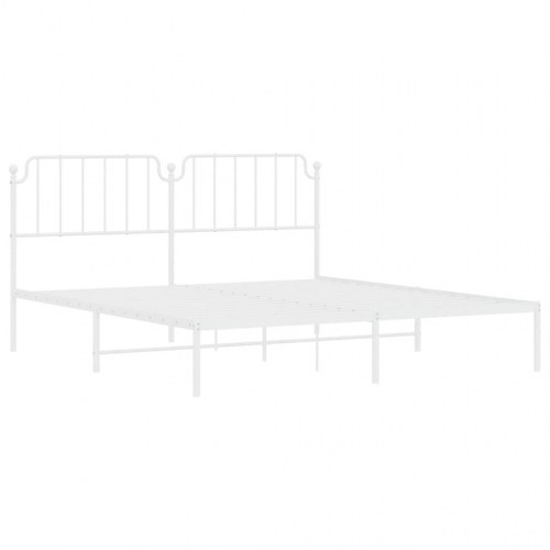 Sengeramme med sengegavl 180x200 cm metal hvid