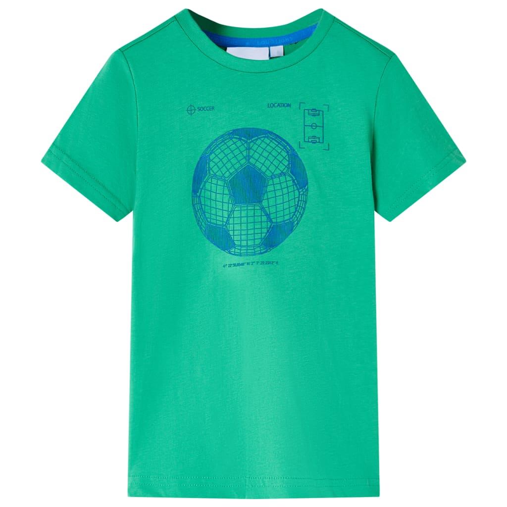 T-shirt til børn - str. 104, grøn med fodboldprint