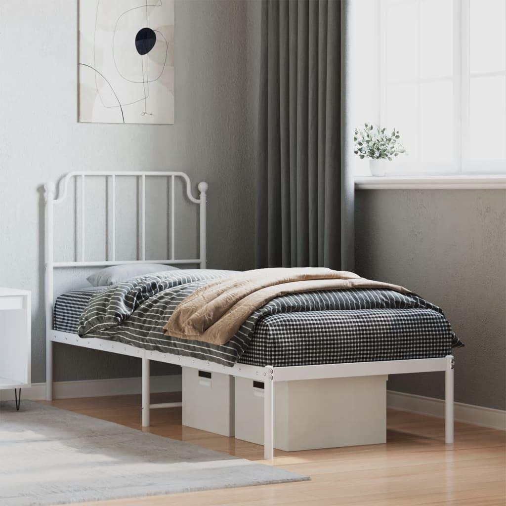 Sengeramme med sengegavl 80x200 cm metal hvid