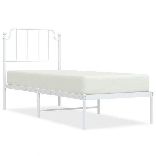 Sengeramme med sengegavl 80x200 cm metal hvid
