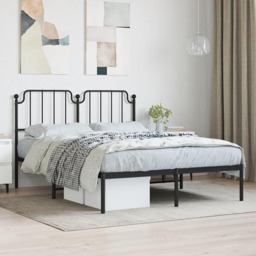 Sengeramme med sengegavl 140x200 cm metal sort