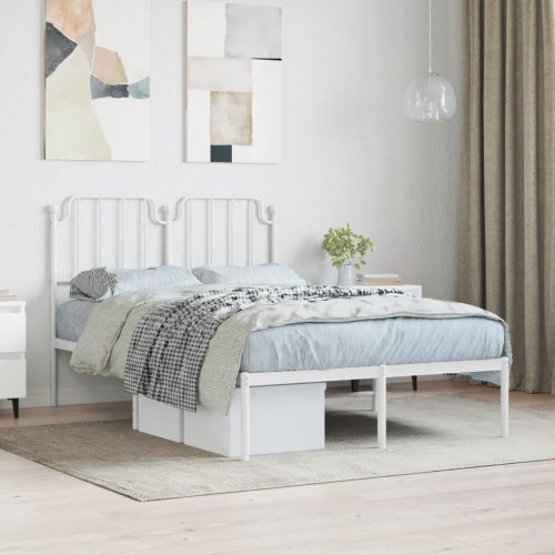 Sengeramme med sengegavl 120×190 cm - metal, hvid