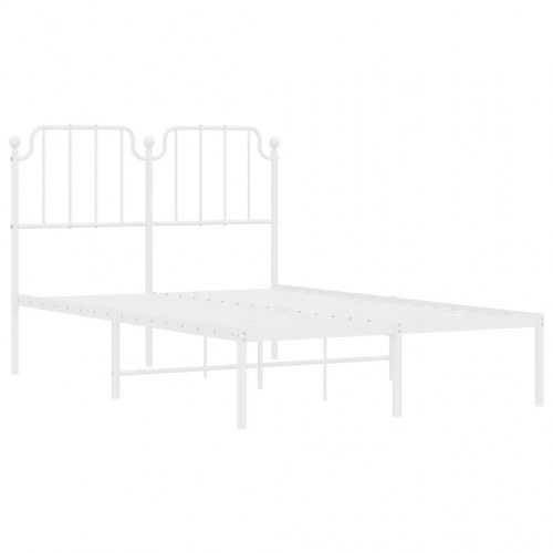 Sengeramme med sengegavl 120×190 cm - metal, hvid