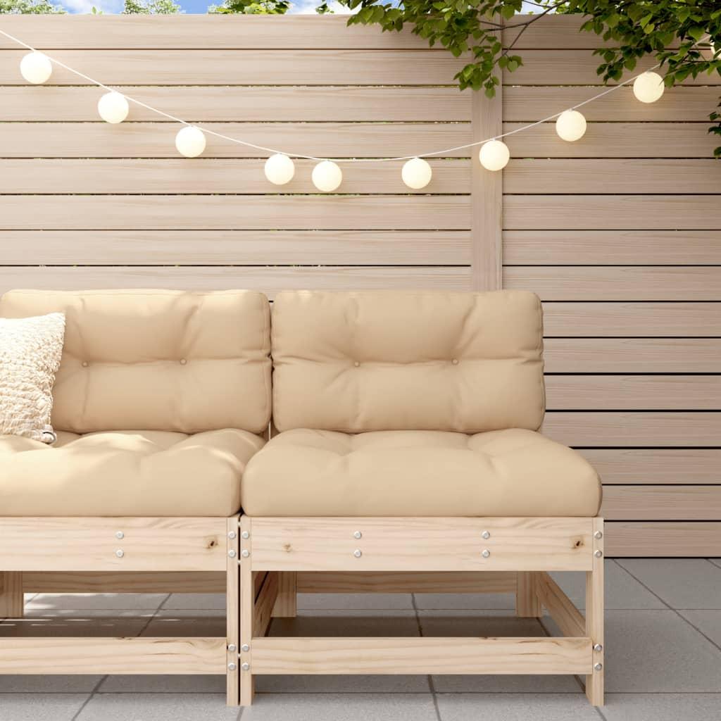 Haveskammel Massivt Fyrretræ Sort - Ubehandlet fyrretræ / Midtersofa