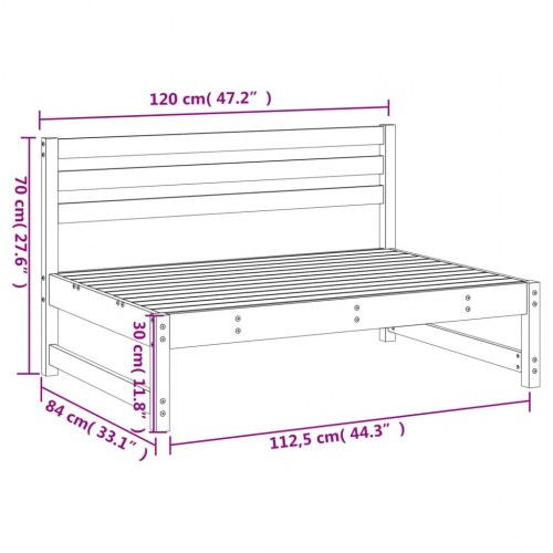 Midtermodul til havesofa 120x80 cm massivt fyrretræ