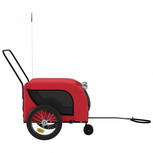 Hundetrailer til cykel i oxfordstof og jern - rød/sort