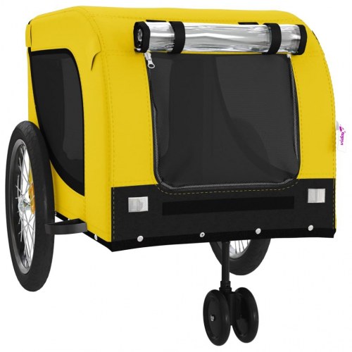 Hundetrailer til cykel i oxfordstof og jern - gul/sort