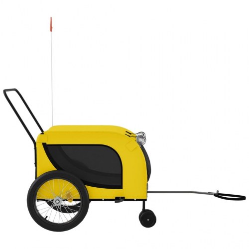 Hundetrailer til cykel i oxfordstof og jern - gul/sort