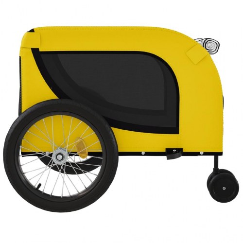 Hundetrailer til cykel i oxfordstof og jern - gul/sort